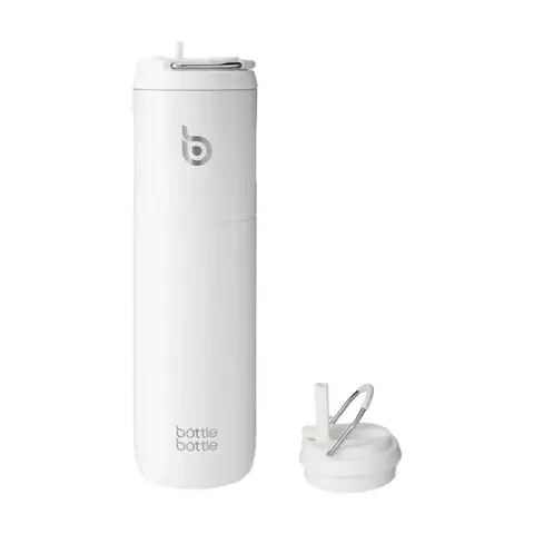 Bottle Bottle Insulated Water Bottle with Straw Lid and Handle - Stainless Steel Double-Wall Vacuum Insulated, Leakproof, BPA-Free, for Sports, Travel, Gym (Ivory White)