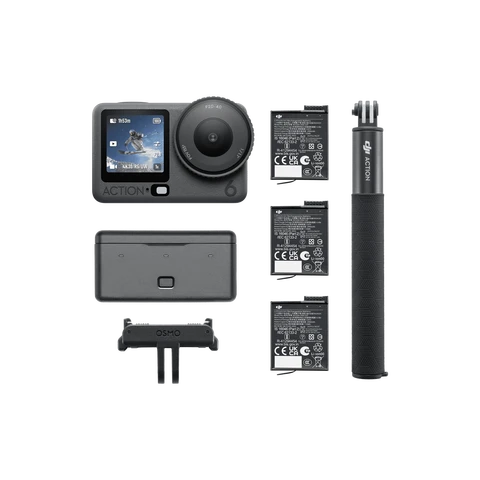 DJI Osmo Action 6 Adventure Combo Action Camera With 1/1.1″ Square Sensor, Variable Aperture of f/2.0–f/4.0, Extended Battery Life With 2 Batteries, Action Camera 4K for Extended Outdoor Filming