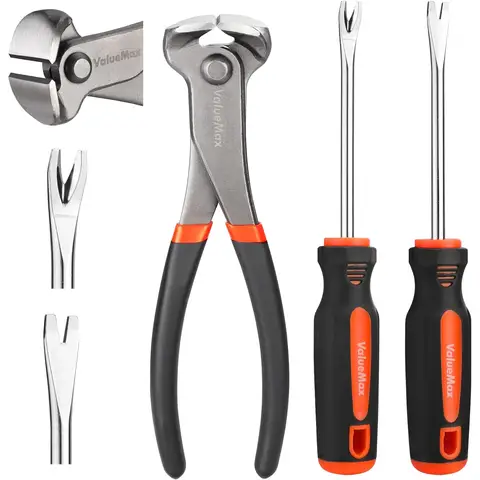 ValueMax Set de pince à couper à bout tranchant et extracteurs de clous magnétisables, 185 mm - 3 pièces
