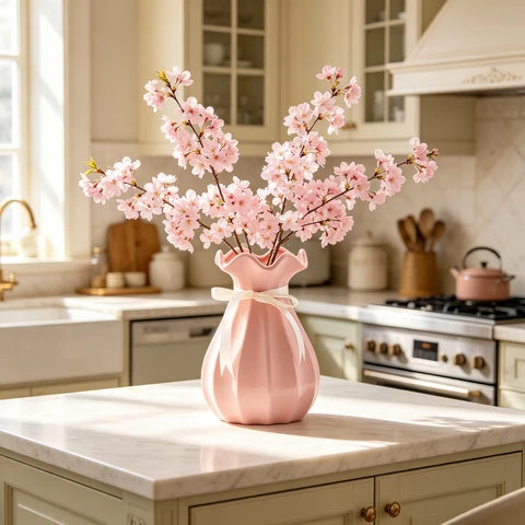 1 Stück 8 Zoll/20,5 cm Keramikvase für minimalistische moderne Einrichtung, dekorative Blumenvase für Hochzeit, Esstisch, Büro, Schlafzimmer – Pink