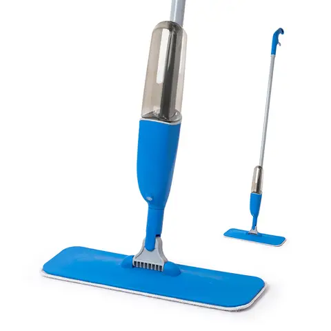 Blue Spray Mop with 280ML Refillable Tank, 120cm Iron Handle, 36x11cm Flat Mop Base (Card Packaging)
