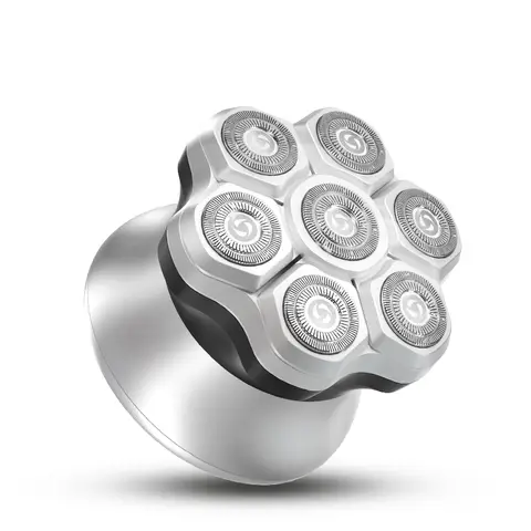 Komingdon Men's Shaving Head Electric Shaver, Waterproof and Rechargeable, Suitable for Dry and Wet Shaving - Ideal for Men's Skull and Bald Head Shaving silver