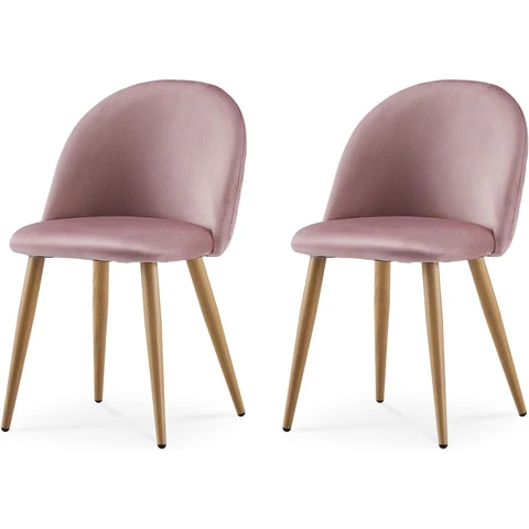 CLIPOP Pink Velvet Upholstered Dining Chairs Set of 2, Classic Style, Velvet Upholstered Kitchen Chairs with Metal Legs, Ergonomic Design, Perfect for Dining, Living Room, Office 071pk pink 49*50*78 cm