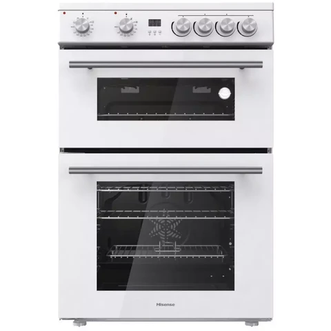Hisense HDE3211BWUK 60cm Electric Cooker – Double Oven, Ceramic Hob, White, A+/A Energy Rating