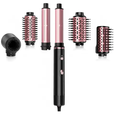 Nicebay Sèche-cheveux à brosse sans balais 110 000 tr/min, 5 fonctions multi-styler pour séchage rapide, bouclage, volume et lissage, brosse soufflante à haute vitesse pour tous les types de cheveux