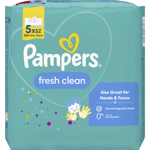 Pampers Fresh Clean Baby feuchttücher 5 x 52 Stück