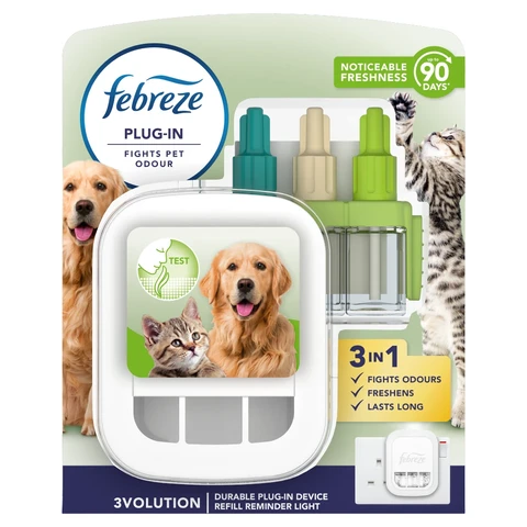 Febreze 3Volution Smart Programming Air Freshener Plug In, Starter Kit, Fights Pet Odour, 20ml