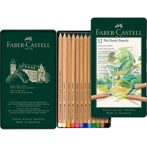 FABER-CASTELL Crayons de Couleur Pastel Pitt Boîte de 12
