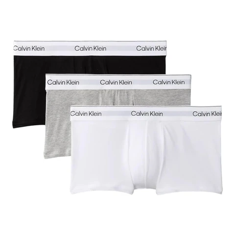Calvin Klein 3er-Pack Low Rise Trunks - Icon Cotton Stretch - Weiß, Schwarz, Grau 3XL