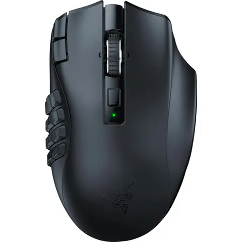 Razer Naga V2 HyperSpeed - Ergonomische Kabellose MMO Gaming Maus (19 Programmierbare Tasten, Wireless 2,4 GHz, Bluetooth, Bis zu 250 Stunden, Focus Pro 30K Optischer Sensor) Schwarz