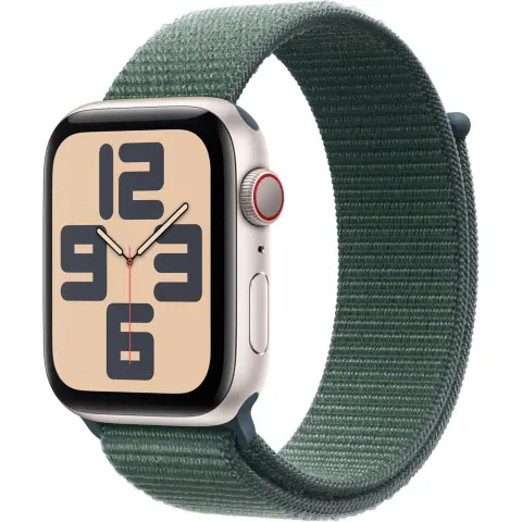 Apple Watch SE - 44mm Starlight Aluminium Case with Lake Green Sport Band