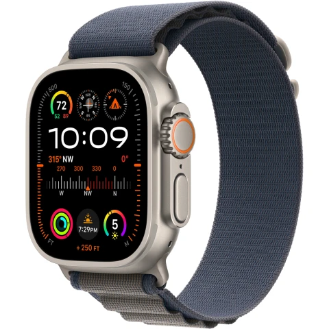 Apple Watch Ultra2 (49mm/ GPS/ Cellular) - Titanium Case with Blue Alpine Loop (Small)
