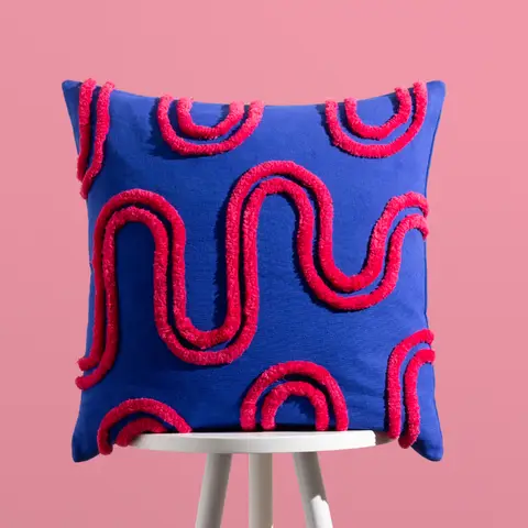 Heya Home Archie Cushion Square Cobalt/Pink 45x45cm