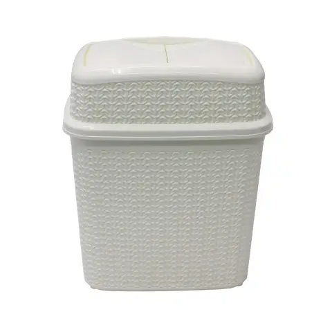 JVL Knit Design Loop Plastic Push Top Bin – Ivory