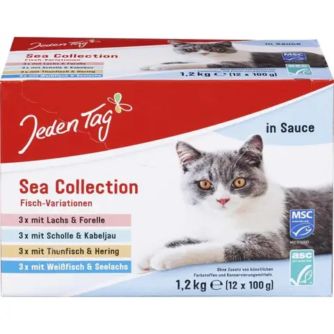 Tägliche Katzendelikatessen Meeresfrüchte (Fisch) 12 x 100 g