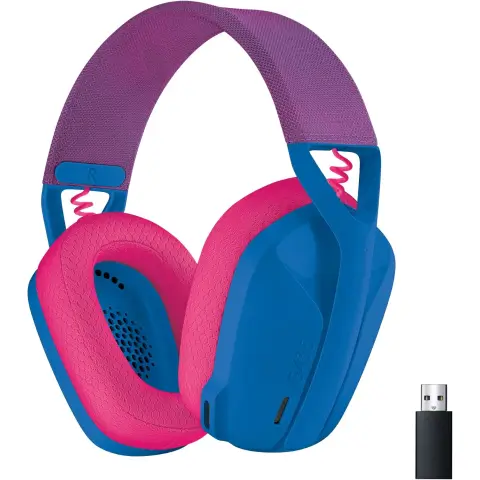 Logitech G435 LIGHTSPEED Wireless Bluetooth Gaming Headset, Leichtes Over-Ear-Kopfhörer, Integrierte Mikrofone, 18h Akkulaufzeit, Kompatibel mit Dolby Atmos, PC, PS4, PS5, Mobil, Nintendo Switch - Blau