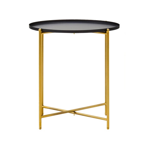 Interiors by Premier Trosa Side Table Round Black/Gold
