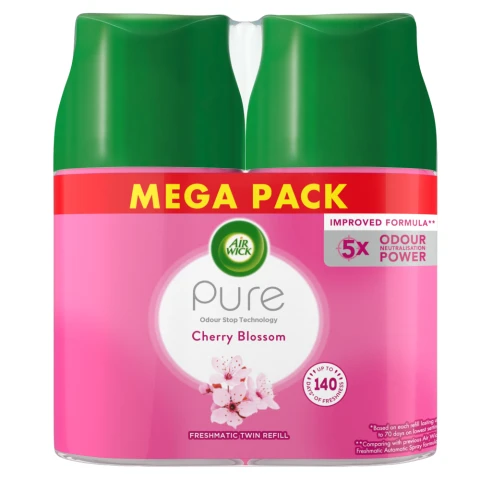 Air Wick Pure Cherry Blossom Freshmatic Autospray refill 2x250ml Lasts for up to 140 days