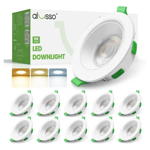 ALUSSO Anti-Glare LED-Einbauspot, 230 V, Dimmbar, 68 mm Spots, 3W, 4W, 6W, 8W Deckenleuchten, 3CCT 3000K/4000K/6500K, IP44, für Badezimmer und Küche