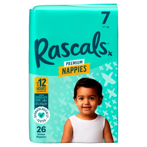 Rascals Premium Nappies Size 7 26 Pack
