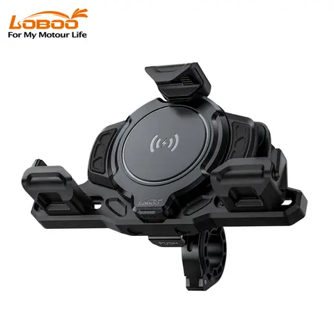 LOBOO PH02S Vibration Dampening Phone Mount | Anti-Theft & One-Hand Operation | Optional 15W Wireless Charging
