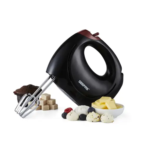 Geepas 150W Hand Mixer - Electric Whisk, Handheld Food Collection Cake Mixer for Baking, Black