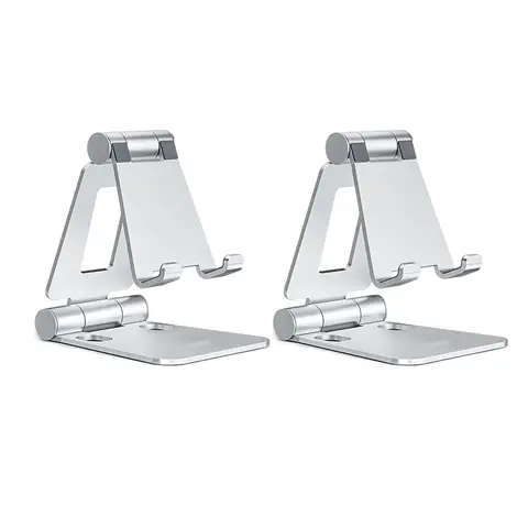 JORDAN&JUDY 2-Pack Silver Aluminum Phone Stand, Lightweight & Portable, Multi-Use