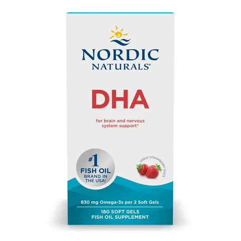 Nordic Naturals DHA Omega-3 Brain Support 830mg Strawberry Softgels Flavour - 180 Softgels