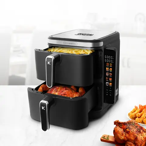 KITCHENCOOK AIRFLOW12_LED Friteuse sans huile verticale à double colonne avec 10 programmes préréglés - 12 L