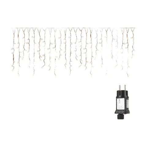 SALCAR Guirlande Stalactite Exterieur, 5M 200 LED Rideau Lumineux Noel vec 8 Modes et Minuterie, IP44 étanche Guirlande Lumineuse Exterieur pour Fenêtre, Balcon, Jardin, Toit, Blanc Chaud