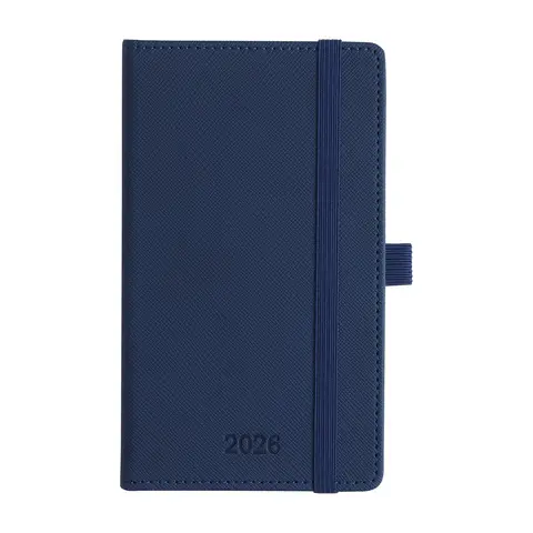 IN-LUXPRO Planer 2026 Tagebuch A6 (16,4x9,6 cm) Wochenübersicht, 6-sprachiger Wochen- und Monatsplan mit Monatstabs, Tasche & Ausgaben-/Notizseiten, 100GSM Papier, PU-Leder Hardcover Blau