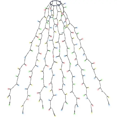 1878/5000 SALCAR 1.5m kerstboom LED-lichtketting met ring, 8 slingers en 200 leds Bewakingslichtketting voor 90cm 120cm 150cm 180cm boom - kleurrijk