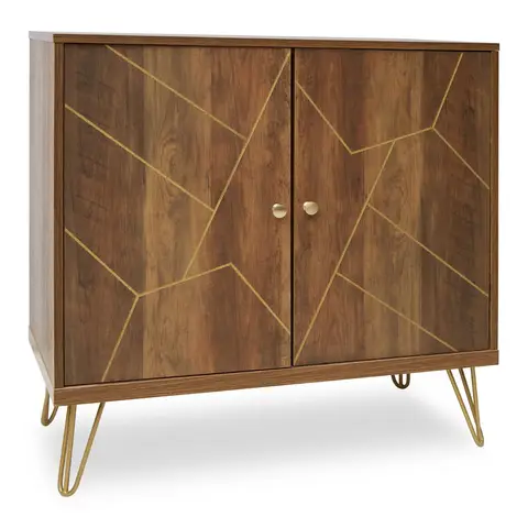 Interiors by Premier Sideboard Flori Light Walnut/Gold