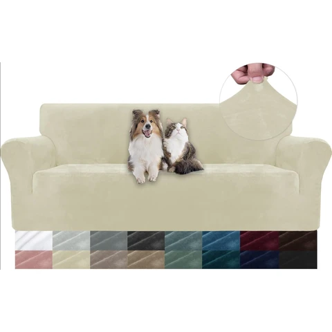 YSTYLE Stretch-Sofabezug, Couchbezug für Couch und Sofa, Möbelschutzbezug für Sofa mit elastischem Boden, 3-Sitzer, YHR, Beige