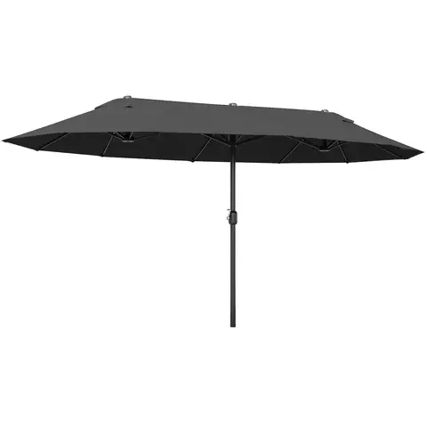 Outsunny 4.6m Garden Parasol Double-Sided Sun Umbrella Patio Market Canopy Shade Outdoor Black - NO BASE
