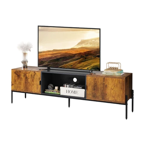 WLIVE TV-Schrank, Lowboard für Fernseher bis zu 65 Zoll, 147 x 37 x 43 cm, TV-Schrank mit offenem Stauraum, TV-Tisch für Wohnzimmer und Schlafzimmer, moderner Standfuß