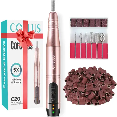 COSLUS Kit avec ponceuse à ongles sans fil et embouts - Or