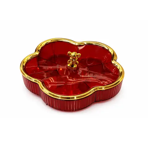 5 Fächer 28*28*7cm  
Früchteschale Transparente Bonbon- und Nuss-Aufbewahrungsbox Luxuriöse Snackschale mit Deckel Trockenfrüchte-Schale Party-Vorspeisen Obstplatte