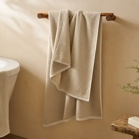 Yard Bath Towel Hebden Waffle Stone 70x130cm