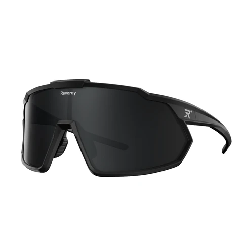 Revoray Cycling Glasses — HD TAC Polarized Lenses, 33 g Ultra-Light TR90 Frame, UV400 Protection, Water & Oil-Repellent Coating, Professional Sports Sunglasses for Cycling, Y1-black