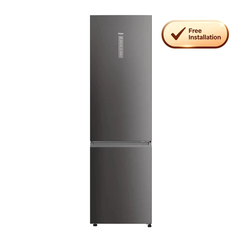 Haier 2D 60 Series 5 Pro Fridge Freezer – Platinum Inox | A Energy Rated | 205cm High | Total No Frost | Wi-Fi Connected (HDPW5620ANPD)