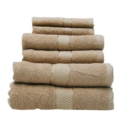 Thread & Loom Towel Set 2 x Bath Towels, 2 x Hand Towels, 2 x Face Cloths Warm Sand