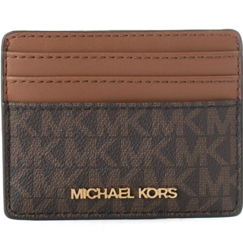 MICHAEL KORS Jet Set de voyage porte-cartes en cuir grand logo - Marron - OS