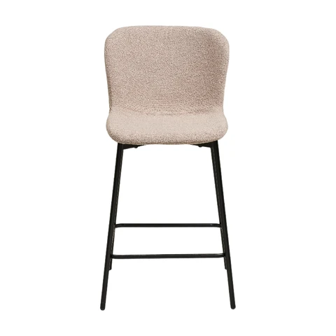 HOUSE NORDIC Chaise de comptoir en bouclé beige, pieds noirs, HN1239