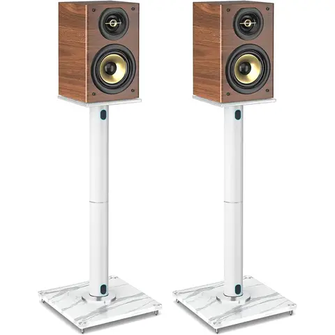 Universal Floor Speaker Stands 28 Inch for Surround Sound - Holds Satellite & Small Bookshelf Speakers up to 10kgs - Cable Management - Easy Assembly - Set of 2