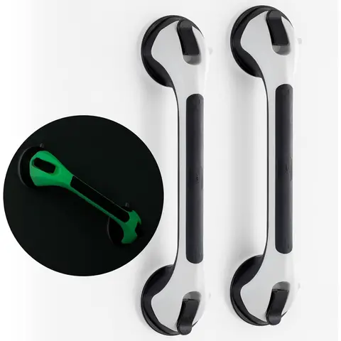 TAILI Shower Grab Bar Glow in The Dark, 2 Pack 16.8 in Grab Bars for Bathtubs and Showers, Shower Handle Shower Rail for Seniors and Elderly,Bathroom Safety Grip Removable No Drilling Waterproof Black