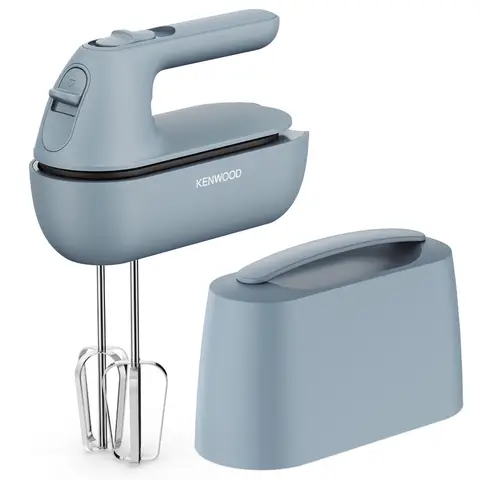 Kenwood Handmixer QuickMix Go HMP40.000GY, tragbar dank integriertem Gehäuse, inkl. Edelstahl-Schneebesen & Knethaken, Messlöffel, 350W, grau-blau