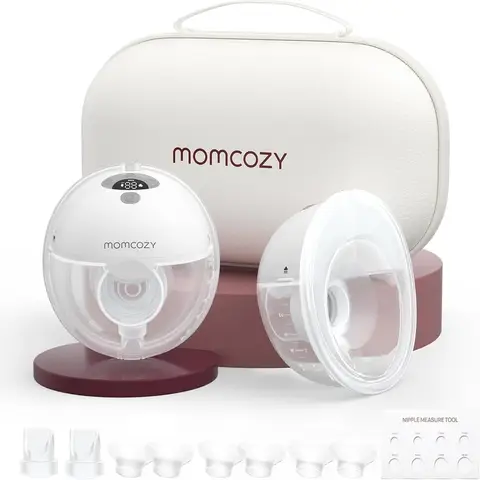 Momcozy M5 Hands-Free Breast Pump - Wearable Electric Pump, Double-Sealed Flange, 3 Modes & 9 Levels, Gray, 2 Pack