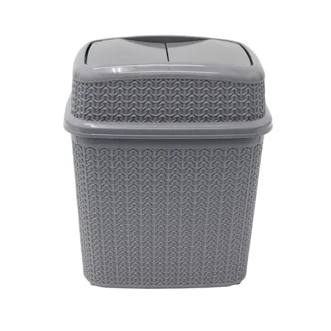 JVL Knit Design Loop Plastic Push Top Bin – Grey