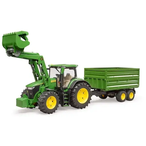 Bruder 03155 - John Deere 7R 350 mit Frontlader und Tandemachse Anhänger - 1:16 Fahrzeug, Traktor, Bulldog, Landwirtschaft, Anhänger, Kipper, bworld, Spielzeug